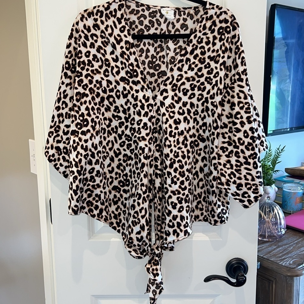 Cheetah Front Tie Top